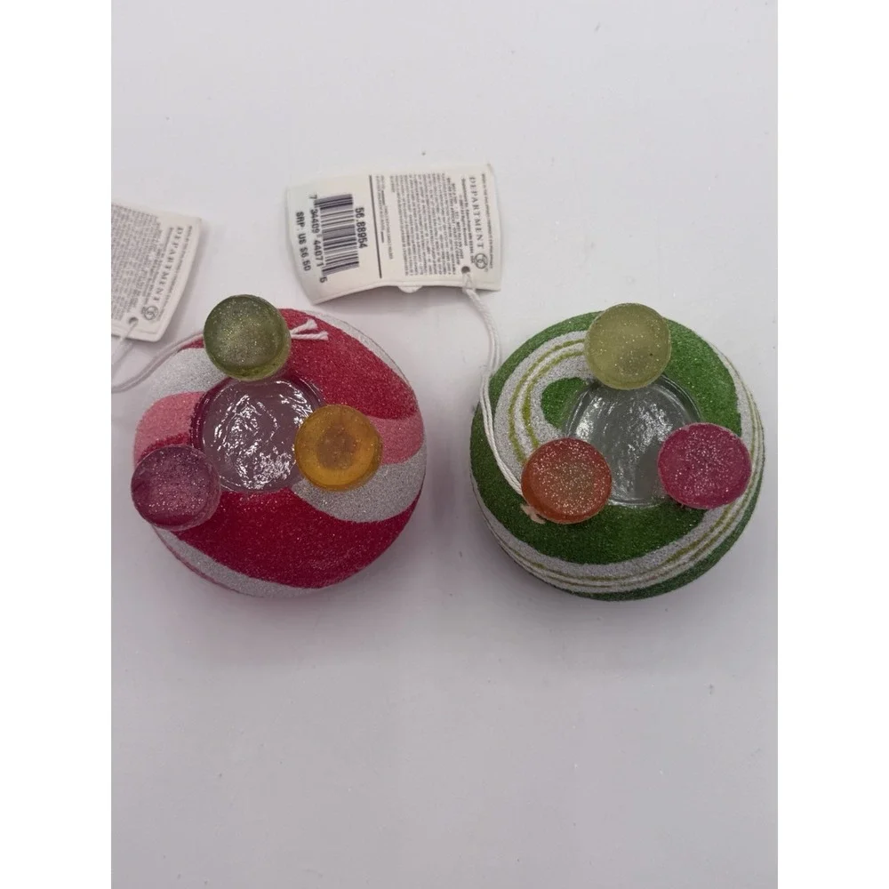 Department Dept 56 Peppermint Candy Tealight‎ Holders Pair 56.88954 2007